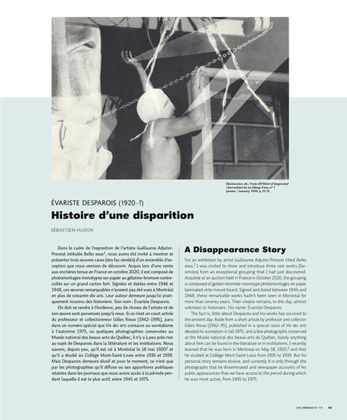 CV117 - Évariste Desparois. Histoire d’une disparition — Sébastien Hudon