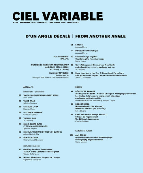 CIEL VARIABLE 104 - D’UN ANGLE DÉCALÉ