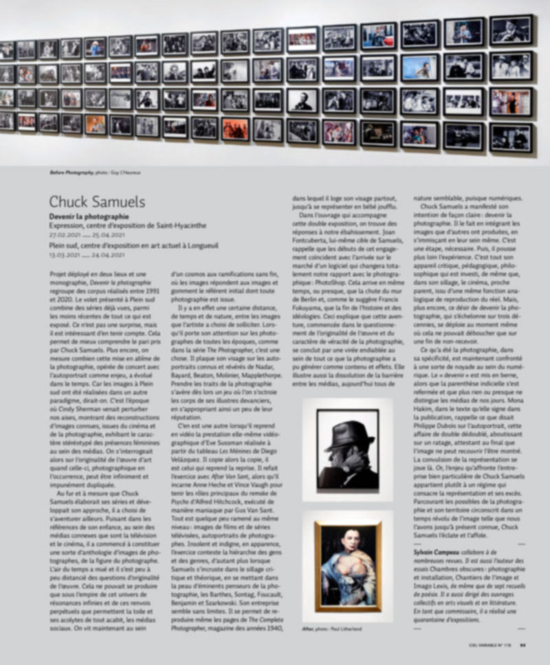 CV118 - Chuck Samuels, Devenir la photographie — Sylvain Campeau